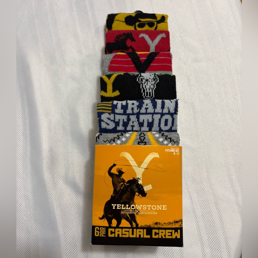 Yellowstone Authentic Casual Crew Socks size 8-12 multi pack Ranch Rodeo western